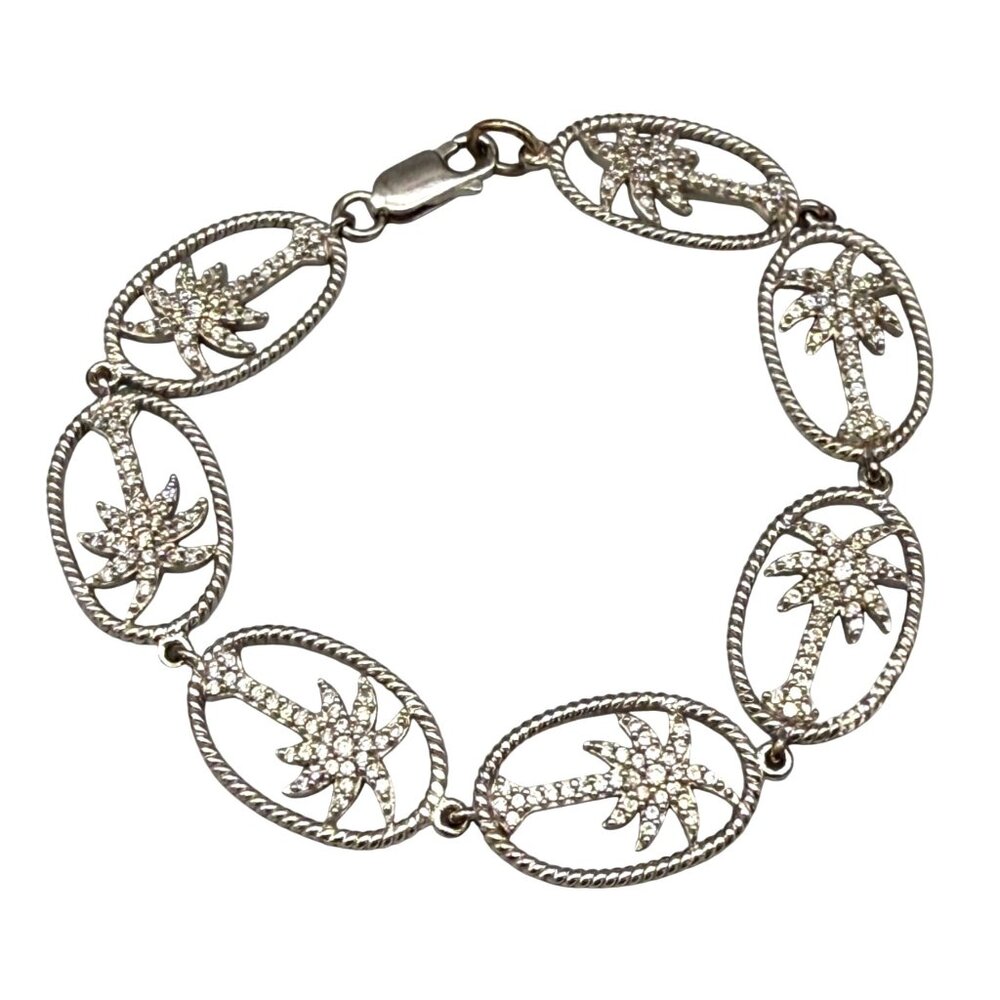 Bracelet Palm Tree Charms Hawaiian Tropical Sterling Silver 7 inches